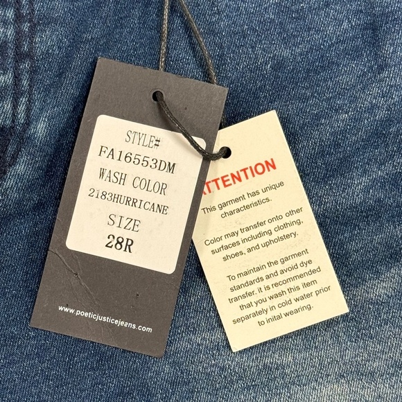 NWT Poetic Justice Verla Boyfriend Jeans Dark Wash Distressed Bleached Size 28 R - Picture 8 of 13